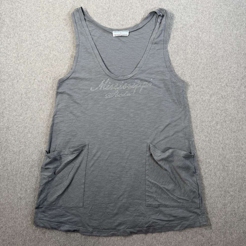 College Couture Mississippi State Tank Top Women's LG Gray Rhinestone Pockets